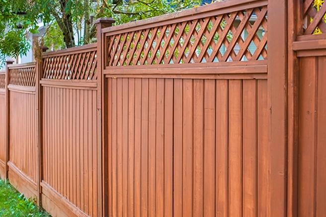 Finished wood privacy fence